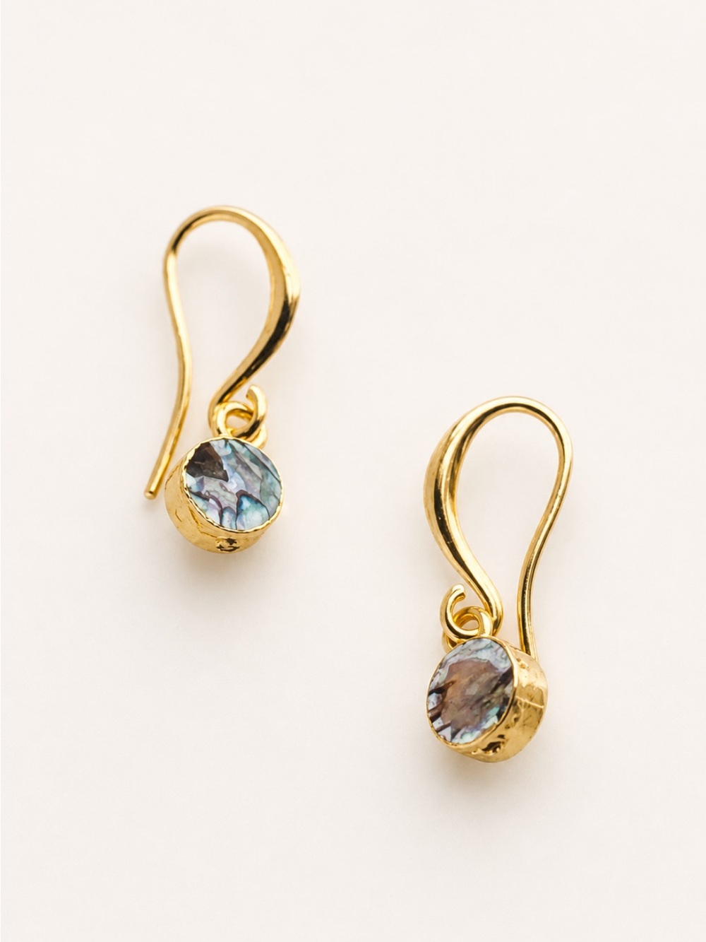 18K Gold Plated Abalone Shell Hook Charm Earrings